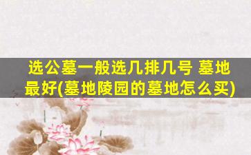 选公墓一般选几排几号 墓地最好(墓地陵园的墓地怎么买)